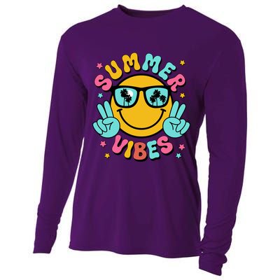 Summer Vibes Tropical Sunset Beach Vacation Cooling Performance Long Sleeve Crew