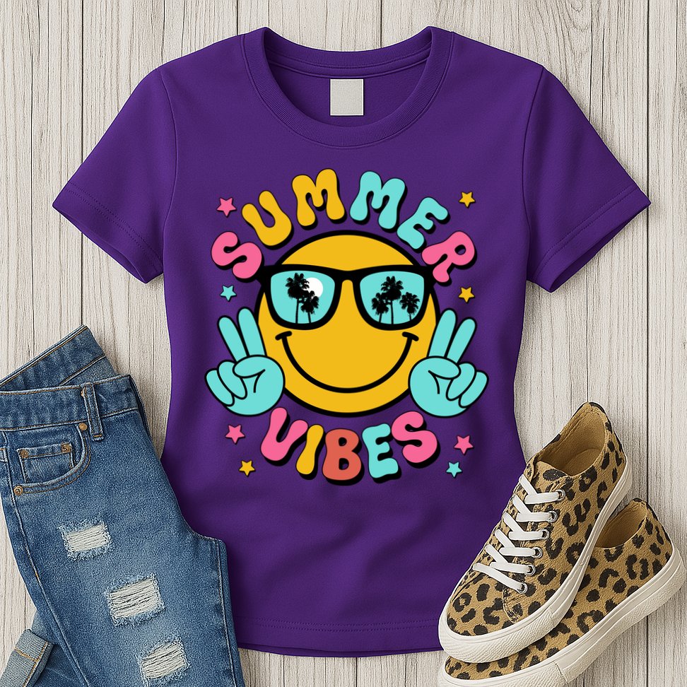 Summer Vibes Tropical Sunset Beach Vacation Womens T-Shirt