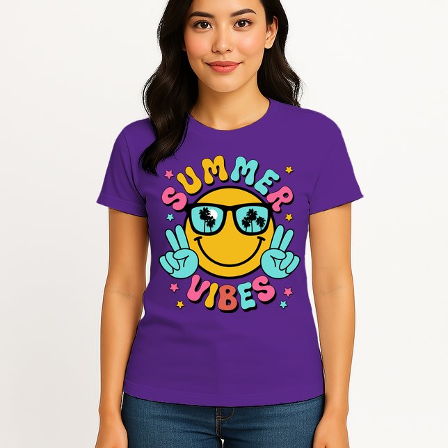 Summer Vibes Tropical Sunset Beach Vacation Womens T-Shirt