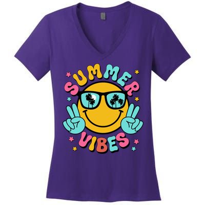 Summer Vibes Tropical Sunset Beach Vacation Women's V-Neck T-Shirt