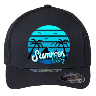 Summer Vibes Tropical Beach Vacation Flexfit Unipanel Trucker Cap