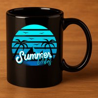 Summer Vibes Tropical Beach Vacation 11oz C Handle Ceramic Mug