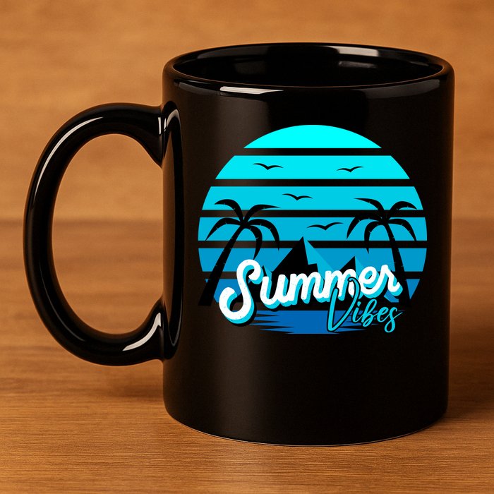 Summer Vibes Tropical Beach Vacation 11oz C Handle Ceramic Mug