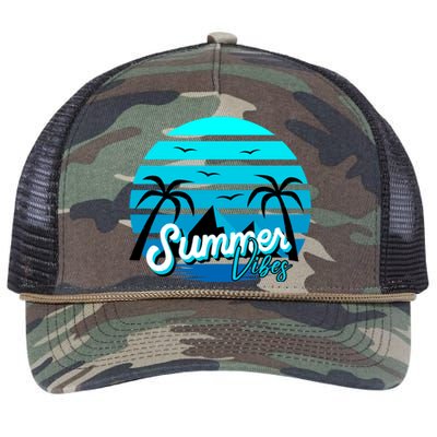 Summer Vibes Tropical Beach Vacation Retro Rope Trucker Hat Cap