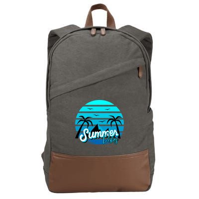 Summer Vibes Tropical Beach Vacation Cotton Canvas Backpack