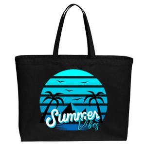 Summer Vibes Tropical Beach Vacation Cotton Canvas Jumbo Tote