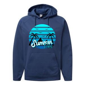 Summer Vibes Tropical Beach Vacation Performance Fleece Hoodie