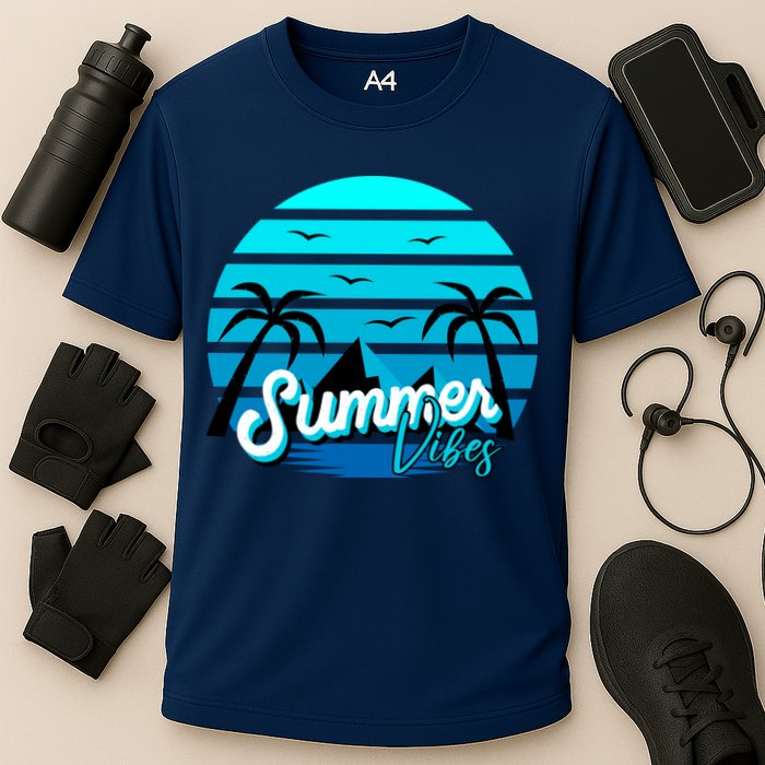 Summer Vibes Tropical Beach Vacation Cooling Performance Crew T-Shirt