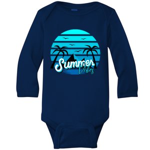 Summer Vibes Tropical Beach Vacation Baby Long Sleeve Bodysuit