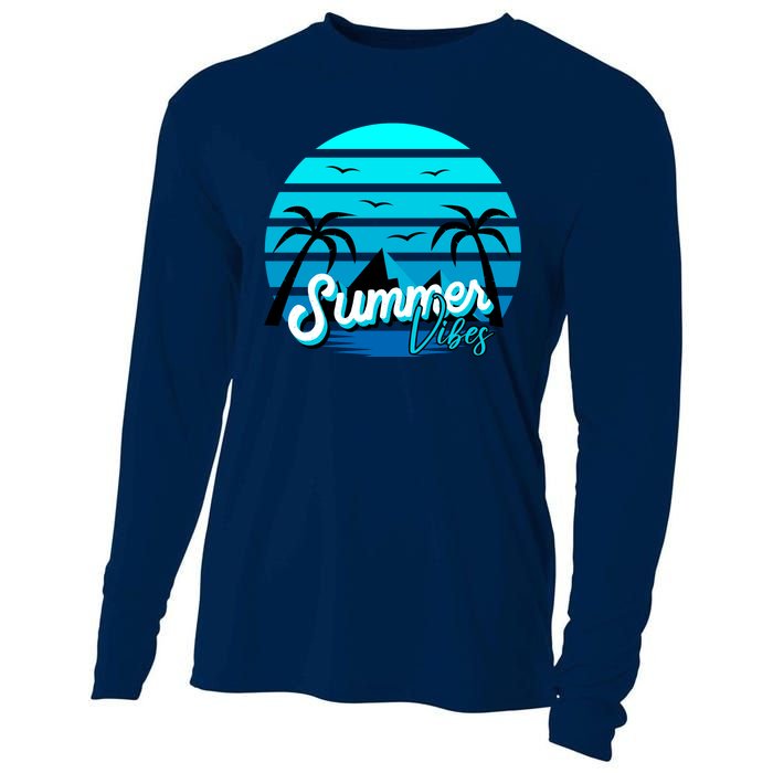 Summer Vibes Tropical Beach Vacation Cooling Performance Long Sleeve Crew