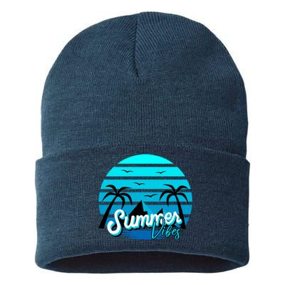 Summer Vibes Tropical Beach Vacation Sustainable Knit Beanie