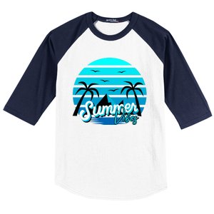 Summer Vibes Tropical Beach Vacation Baseball Sleeve Shirt