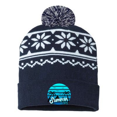 Summer Vibes Tropical Beach Vacation USA-Made Snowflake Beanie