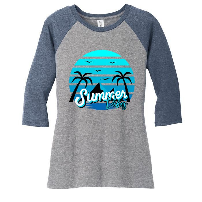 Summer Vibes Tropical Beach Vacation Women's Tri-Blend 3/4-Sleeve Raglan Shirt