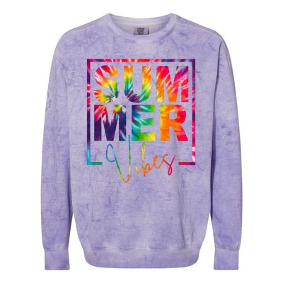 Summer Vibes Tie Dye Colorful Fun Colorblast Crewneck Sweatshirt