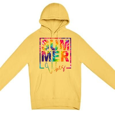 Summer Vibes Tie Dye Colorful Fun Premium Pullover Hoodie