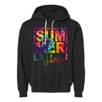 Summer Vibes Tie Dye Colorful Fun Garment-Dyed Fleece Hoodie