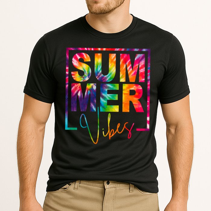 Summer Vibes Tie Dye Colorful Fun Cooling Performance Crew T-Shirt