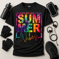 Summer Vibes Tie Dye Colorful Fun Cooling Performance Crew T-Shirt