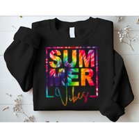 Summer Vibes Tie Dye Colorful Fun Sweatshirt