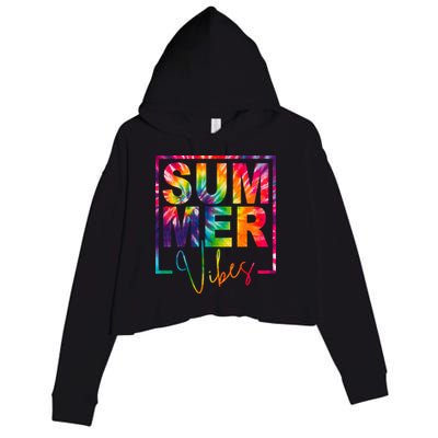 Summer Vibes Tie Dye Colorful Fun Crop Fleece Hoodie