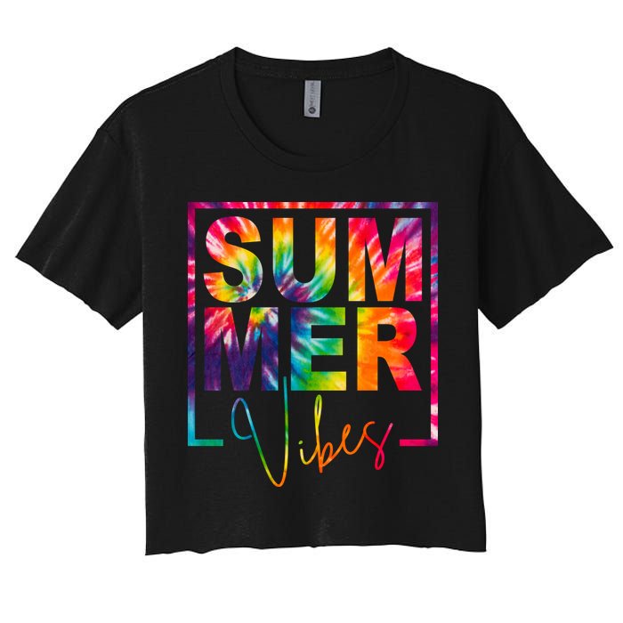 Summer Vibes Tie Dye Colorful Fun Women's Crop Top Tee