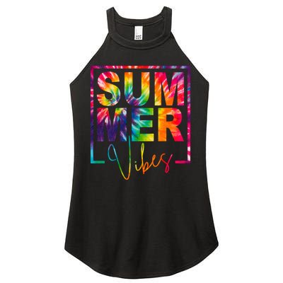 Summer Vibes Tie Dye Colorful Fun Women's Perfect Tri Rocker Tank