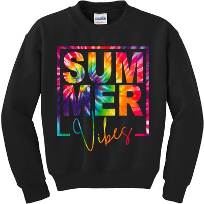 Summer Vibes Tie Dye Colorful Fun Kids Sweatshirt