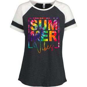 Summer Vibes Tie Dye Colorful Fun Enza Ladies Jersey Colorblock Tee