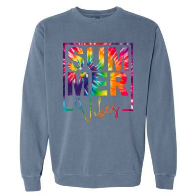 Summer Vibes Tie Dye Colorful Fun Garment-Dyed Sweatshirt