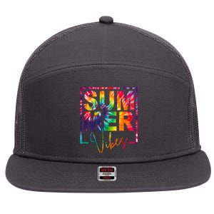 Summer Vibes Tie Dye Colorful Fun 7 Panel Mesh Trucker Snapback Hat