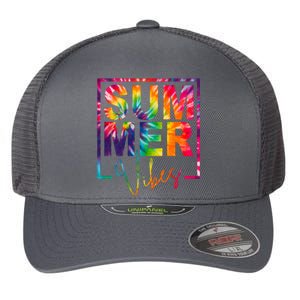 Summer Vibes Tie Dye Colorful Fun Flexfit Unipanel Trucker Cap