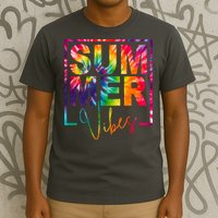 Summer Vibes Tie Dye Colorful Fun T-Shirt