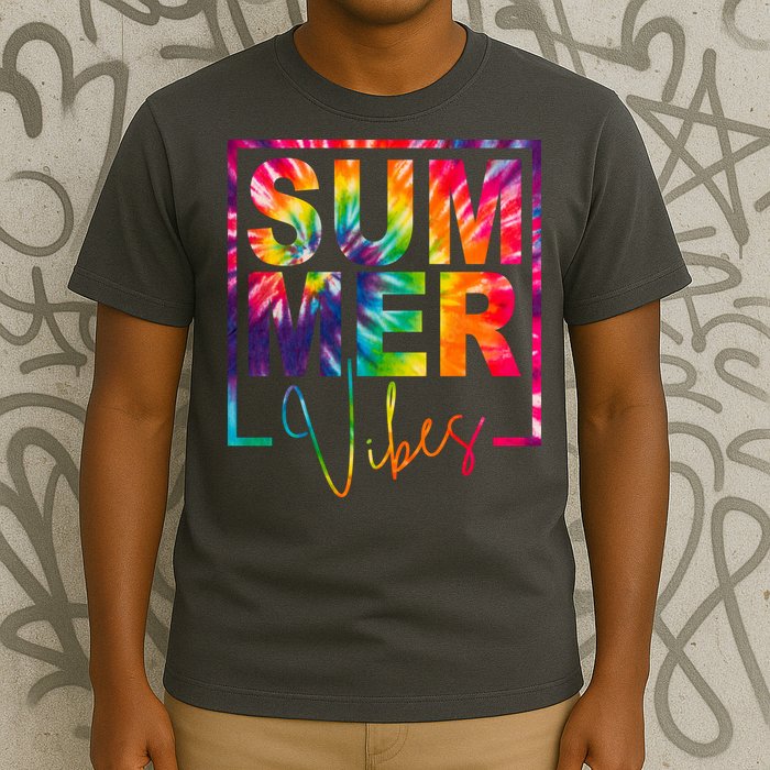 Summer Vibes Tie Dye Colorful Fun T-Shirt