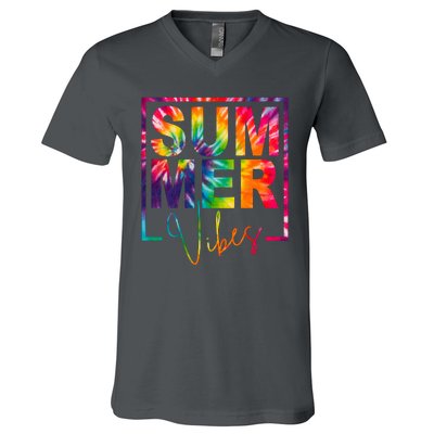 Summer Vibes Tie Dye Colorful Fun V-Neck T-Shirt