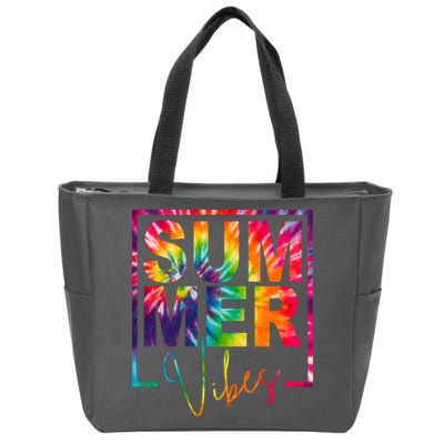 Summer Vibes Tie Dye Colorful Fun Zip Tote Bag