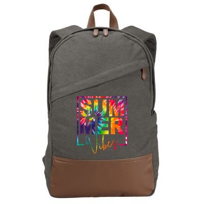 Summer Vibes Tie Dye Colorful Fun Cotton Canvas Backpack