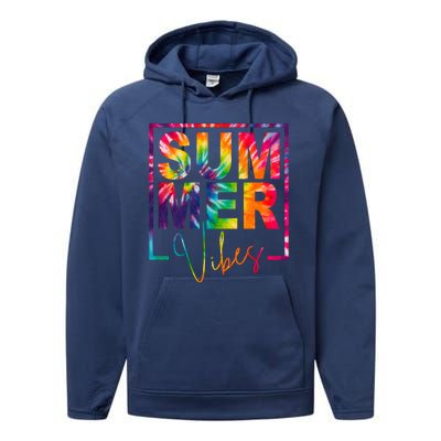 Summer Vibes Tie Dye Colorful Fun Performance Fleece Hoodie