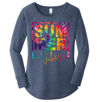 Summer Vibes Tie Dye Colorful Fun Women's Perfect Tri Tunic Long Sleeve Shirt