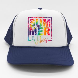 Summer Vibes Tie Dye Colorful Fun Trucker Hat