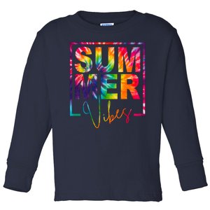 Summer Vibes Tie Dye Colorful Fun Toddler Long Sleeve Shirt