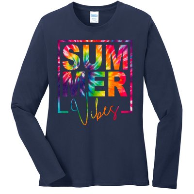 Summer Vibes Tie Dye Colorful Fun Ladies Long Sleeve Shirt