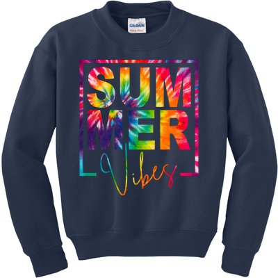 Summer Vibes Tie Dye Colorful Fun Kids Sweatshirt