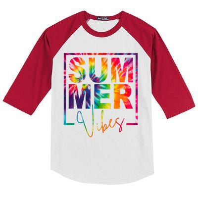 Summer Vibes Tie Dye Colorful Fun Kids Colorblock Raglan Jersey