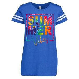 Summer Vibes Tie Dye Colorful Fun Enza Ladies Jersey Football T-Shirt