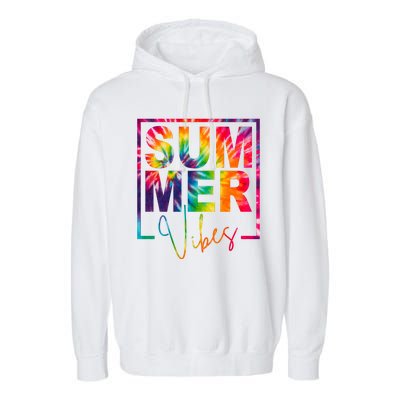 Summer Vibes Tie Dye Colorful Fun Garment-Dyed Fleece Hoodie