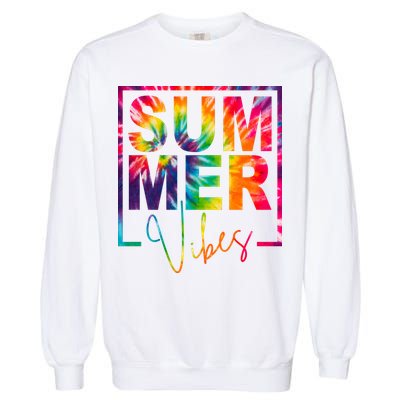 Summer Vibes Tie Dye Colorful Fun Garment-Dyed Sweatshirt