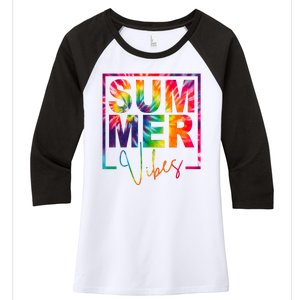 Summer Vibes Tie Dye Colorful Fun Women's Tri-Blend 3/4-Sleeve Raglan Shirt