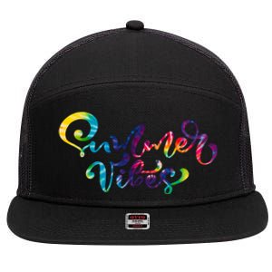 Summer Vibes Tie Dye Colorful 7 Panel Mesh Trucker Snapback Hat