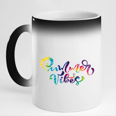 Summer Vibes Tie Dye Colorful 11oz Black Color Changing Mug